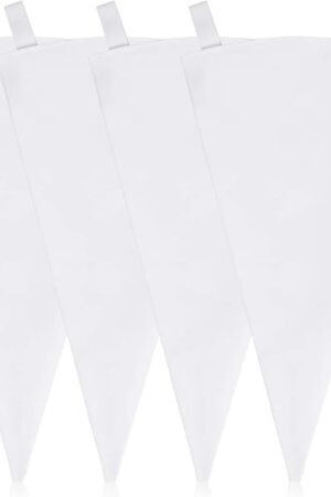 4 Pack 16" Reusable Pastry Piping Bags, Cloth Cake Decorating, White Cloth Frosting Bags, Icing Piping Bags Decorating Bags Icing Frosting Bags, White Hangable Piping Bags