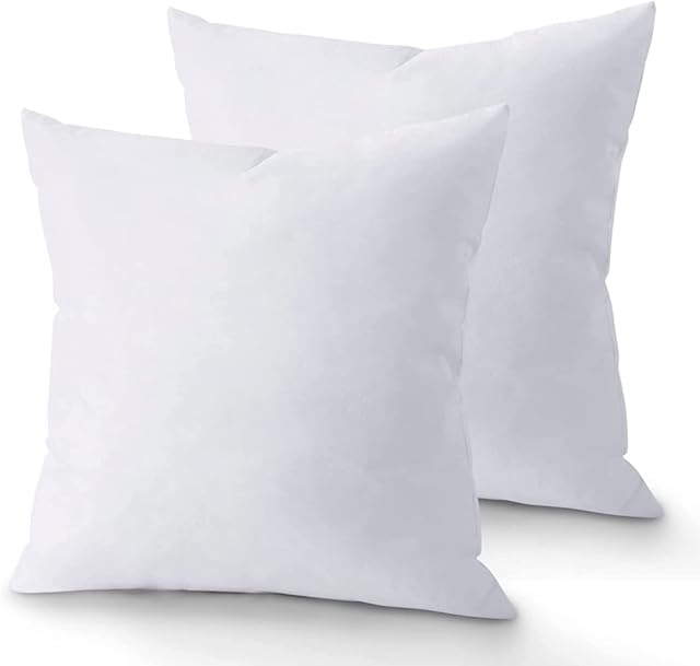 18 x 18 Throw Pillow Insert - Pack of 2 White, Down Alternative Pillow Inserts for Decorative Pillow Covers, Throw Pillows for Bed, Couch Pillows for Living Room (Pack of 2)