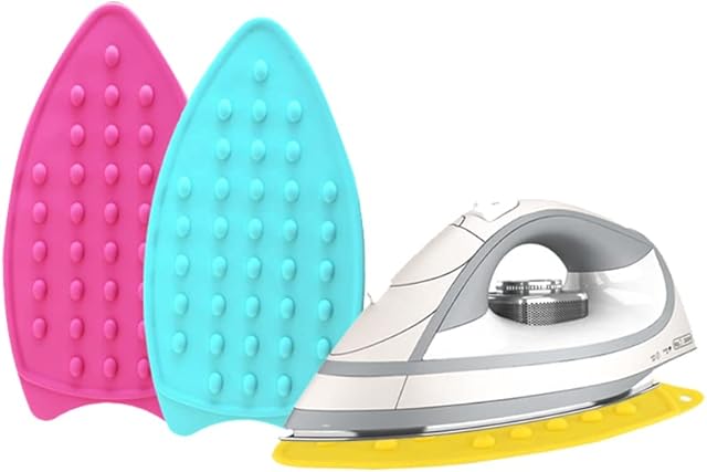 2Pack Silicone Iron Rest Pad, Thicker Series Hot Resistant Mat for Ironing Board, Easy to Use with Wall Hole and Multicolor for Home (Pink+Mint Green)