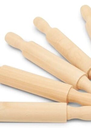 Wooden Mini Rolling Pin, 5 Inches Long, Pack of 6, Great for in The Kitchen, Play-doh, Crafting and Imaginative Play, by Woodpeckers