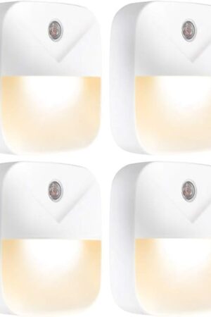 Aultra Night Light LED Night Lights Plug Into Wall - Super Smart Dusk to Dawn Sensor Activated, Automated On & Off, Used for Kitchen, Bathroom, Home Improvement, Bedroom – 4 Pack