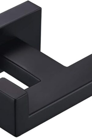 Angle Simple Stainless Steel Double Towel Hook Wall Mount Matte Black