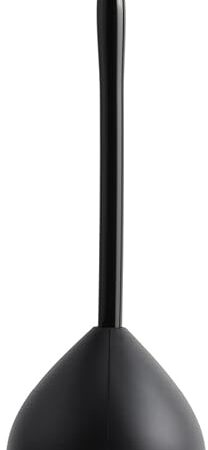 Casabella Toilet Plunger and Hideaway Caddy Combo for Bathrooms, 2-Piece Heavy-Duty Toilet Plunger and Holder Set, Black
