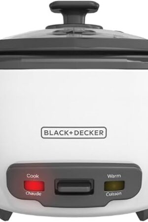 BLACK+DECKER 16-Cup Rice Cooker, 8-Cup Uncooked Rice, Steaming Basket, Removable Non-Stick Bowl, One Touch, Keep Warm