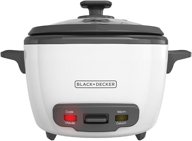 BLACK+DECKER 16-Cup Rice Cooker, 8-Cup Uncooked Rice, Steaming Basket, Removable Non-Stick Bowl, One Touch, Keep Warm