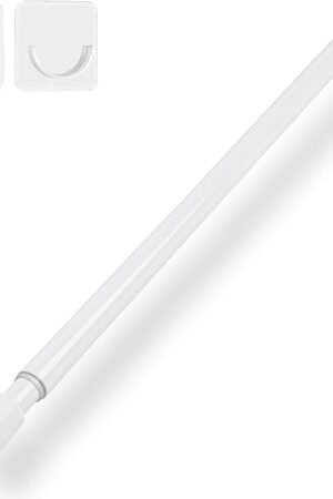 15.7 to 54.7 Inches, Small Spring Tension Curtain Rod, No Drill Curtain Rods for Windows, Bathroom, Closet, Non-Slip, Anti-Rust, 0.63" Diameter, White, 1 piece