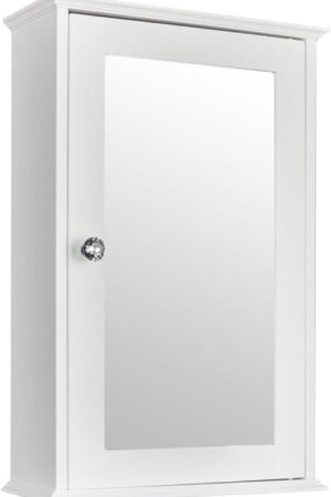 Bonnlo Bathroom Cabinet Wall Mount Mirrored Medicine Cabinet Storage Organizer with Single Door and 2 Adjustable Shelves White