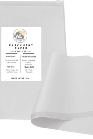 8 1/2" X 11", 100 Pack Parchment Paper Pan Liner - Sheets for Baking Cookies, Cooking - Made in USA
