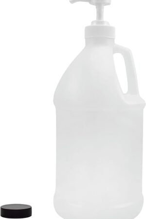 Cornucopia Brands Half Gallon Plastic Jug w/Pump; 64-Ounce/2 Quart Bottle w/Lotion & Liquid Pump Top for DIY Hot Sauce, Liquid Soap, Etc, Storage Lid Included