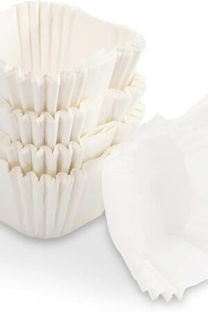 100 Count White Cupcake Liners, Square Baking Cup, Paper Cupcake Liners -No Smell, Food Grade & Grease