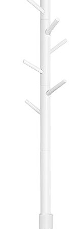 VASAGLE Solid Wood Coat Rack, Free Standing Tree-Shaped Coat Rack with 8 Hooks, 3 Height Options, for Clothes, Hats, Bags, Living Room, Bedroom, Home Office, White URCR04WT