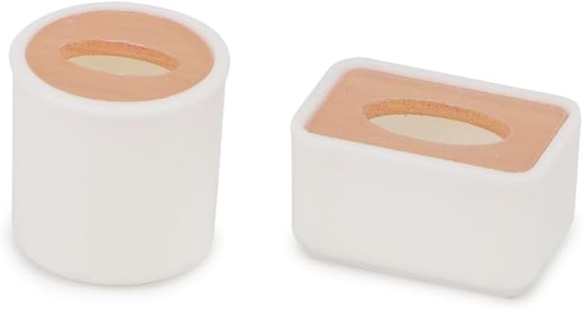 The Dollhouse Tissue Box 2Pcs Miniature 1/6 House Accessories, Round Tube & Rectangle Paper Box Set for Toilet Living Room Decoration, Tissue Holder Model for DIY Craft (1:6 Scale)