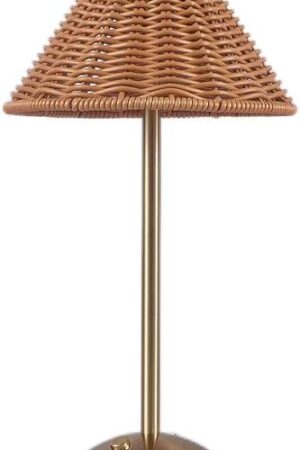 Boho Rattan Table Lamp,Wicker Night Light,LED Rechargeable Reading Lights,3 Color Touch Control Dimmable Bedside Lamps Living Room Bedroom Office Lighting Home Outdoor Decoration