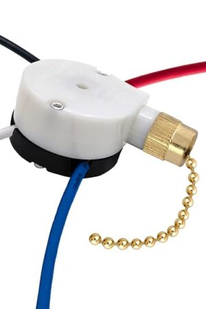 Zing Ear ZE-208S 3 Speed 4 Wire Fan Switch - Pull Chain Speed Control Switch for Ceiling Fans, Wall Lamps, Cabinet Light - Brass 1PCS