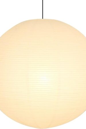 White Round Paper Lantern Lampshade, 24"x24' Large Paper Lanterns Pendant Light Shade, Chinese Foldable Design for Living Room, Bedroom, Ceiling Lampshade Party Decor