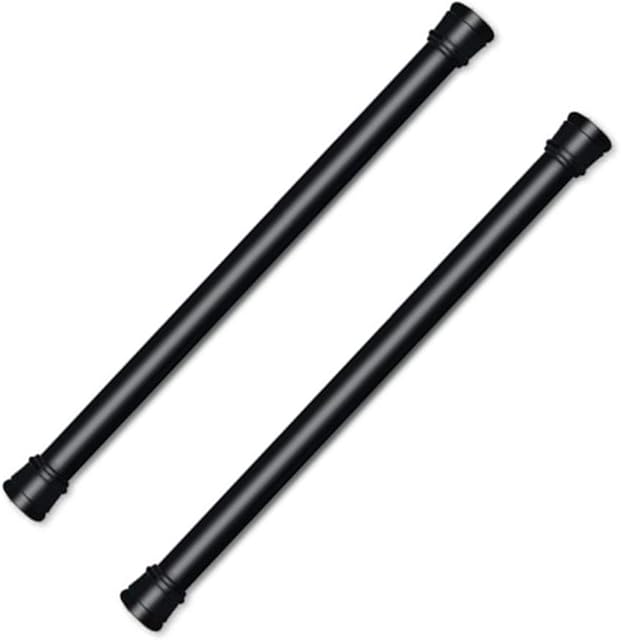 Bettli Spring Loaded Curtain Tension Rod Bit Holder Extensions Pack of 2 12-20 inches Black