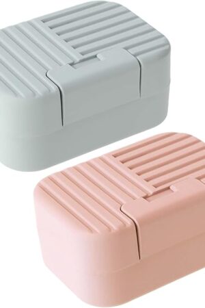 2 Pcs Soap Holder Case Portable Bar Soap Box Travel Leakproof Soap Storage Container Plastic Soap Dish with Lid Cover for Bathroom Shower Kitchen Sink Travel Camping Hiking Gym Outdoor