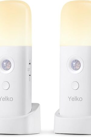 YELKO Motion Sensor Night Light Warm White 2Pack