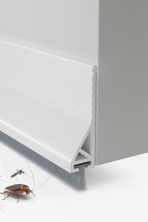 Door Draft Stopper with Brush, 39" Door Sweep for Bottom of Door, Self Adhesive Weather Stripping for Bottom of Door, Under Door Seal Dust/Noise/Hot or Cold Air Insulation, White, 1 Pack