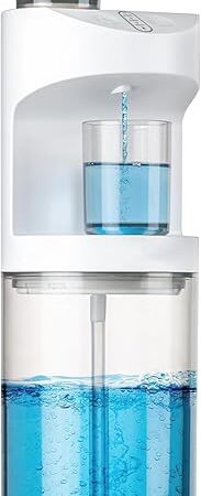 Automatic Mouthwash Dispenser, 19.35oz Touchless Electric Wall-Mounted & Countertop, Rechargeable Mouth Wash Dispensers for Bathroom with Magnetic Cups for Kids & Adults, White