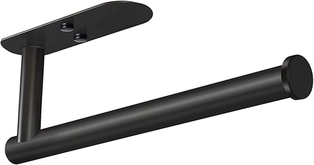 VAEHOLD Adhesive Paper Towel Holder Under Cabinet Wall Mount for Kitchen Paper Towel, Black Paper Towel Roll Holder Stick to Wall, SUS304 Stainless Steel(Black)