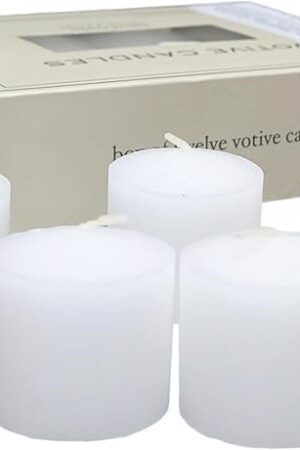 D'light Online Long 10 Hour Burn Time Unscented Votive Candles - Small Candles for Birthdays, Baby Shower, Home Decoration, Restaurants and Weddings (White, 10 Hour - Set of 12)