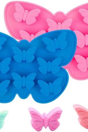 2 Pcs Silicone Butterfly Shape Ice Cube Tray - Wax Melt & Chocolate Candy Baking Molds, Non-Stick