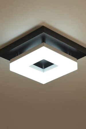 8in 8Watt Flush Mount led Ceiling Light fixtures.Modern Ceiling Lamps for Hallways,Balcony,Cloakroom, Small Closet,Washrooms,stairwell,Square,Black