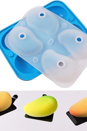 4 Holes 3D Mango Shape Cake Mold Fruit Pudding Ice Tray Mold Jelly Pastry Ice Cream Mould Mousse Cake Baking Molds