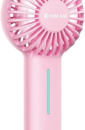 2 IN 1 Rechargeable Handheld Fan, Mini Lightweight Personal Fan with 3 Wind Modes,Pocket Design, Mini Fans for Girls Women Men Outdoor Travel Pink