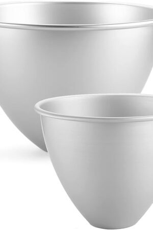 WUWEOT 2 Pack Doll Dress Cake Pan, 8" & 6" Princess Skirt Cake Mold, Non Stick Aluminum Semicircle Dessert Mold Baking Supplies for Home Party Banquet Sugarcraft Chocolate Decoration