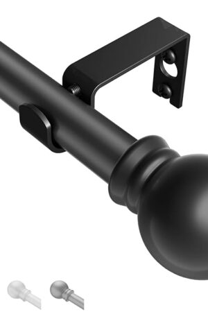 Black Curtain Rods for Windows 31"- 46", Decorative Drapery Rod Adjustable by Splicing, 5/8 inch Small Curtain Rod for Bedroom, Living Room, Kitchen and Outdoors