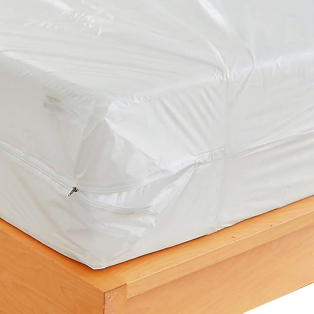 Waterproof Zippered Plastic Mattress Protector Encasement, Vinyl Mattress Bed Cover Proof (Twin Size)
