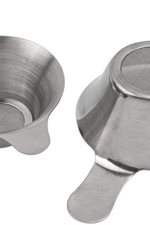 AUEAR, 2 Pack Different Size Stainless Steel Mini Strainer Fine Mesh Tea Funnel Coffee Filter with Double Handles