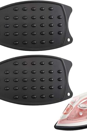 2 Pcs Silicone Iron Rest Pad, Silicone Iron Rest Pads, Silicone Iron Rest Pads Multipurpose Iron Hot Resistant Mat for Flat Irons, Ironing Board-Black