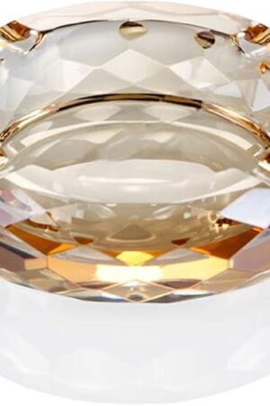 Crystal Glass Ashtray, Cigar Cigarettes Ashtray Holder Home Office Desktop Tabletop Decoration,Crystal Gold