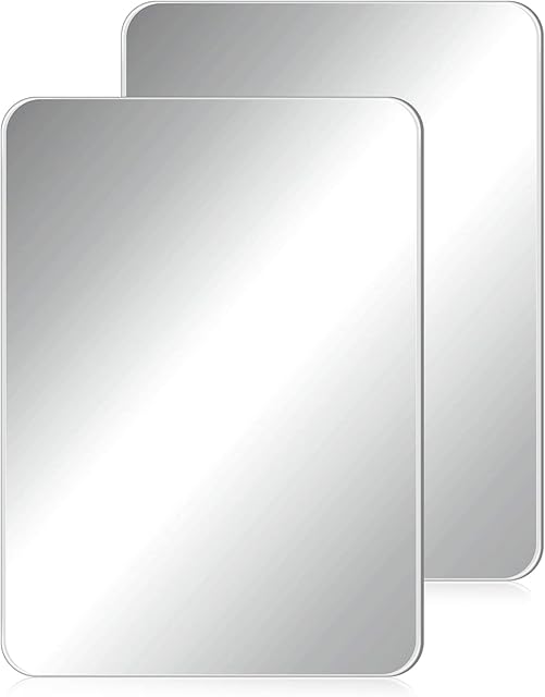 Blulu 2 Pcs Magnetic Locker Mirror Small Real Glass School Rectangular Locker Magnetic Makeup Mirror for Bathroom Household Refrigerator Cabinet(4 x 5.8 Inches)