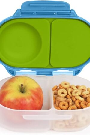 b.box Snackbox | Mini Bento Lunch Box with 2 Leakproof Compartments | Ideal for Toddlers, Kids Lunch & Snacks | Fits Whole Piece of Fruit | BPA Free - Ocean Breeze