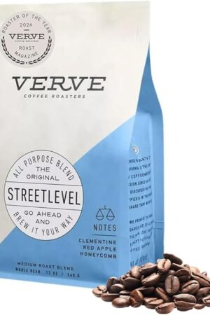 Verve Coffee Roasters Whole Bean Coffee Streetlevel Blend | Medium Roast, Brewed or Espresso, Direct Trade, Resealable Pouch | Enjoy Hot or Cold Brew | 12oz Bag