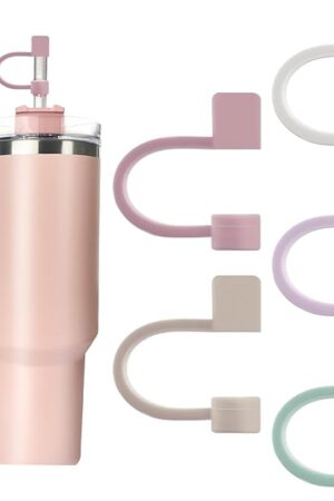 Velaco 5Pcs 0.4in/10mm Diameter Silicone Straw Covers Cap Compatible with Stanley 20 30&40 Oz Cup, Straw Toppers for Stanley 40 Oz Tumbler with Handle, Dust-Proof Straw Caps for Water Bottle