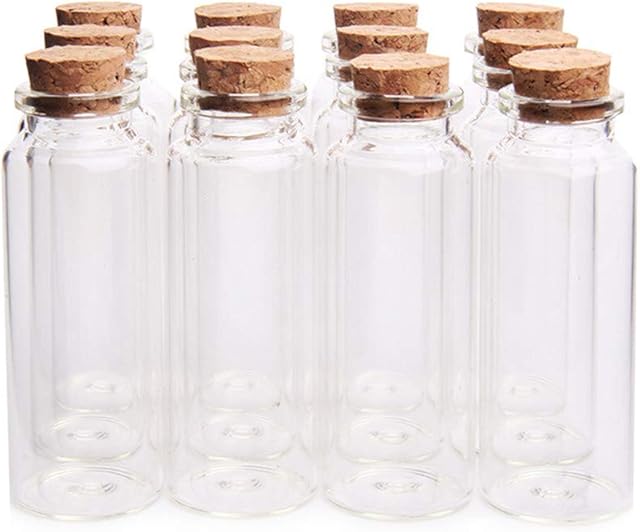 Danmu 40ml Potion Bottles,Glass Bottles with Cork Stopper,Small Glass Jars for Wedding Favors,Halloween Decorations,Baby Shower,Party Favors 12 Pack 1.18" x 3.14"