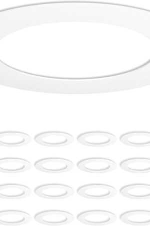 Amico 24 Pack Goof Rings for 6 Inch Recessed Lights, Can Light Trim Ring Cover, Outer Diameter 8.6-inch, Inner Diameter 6.2-inch, Durable Plastic Design, White