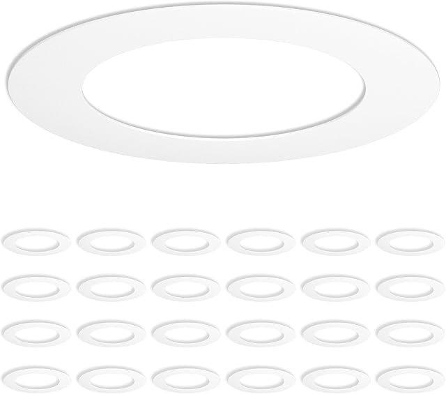Amico 24 Pack Goof Rings for 6 Inch Recessed Lights, Can Light Trim Ring Cover, Outer Diameter 8.6-inch, Inner Diameter 6.2-inch, Durable Plastic Design, White