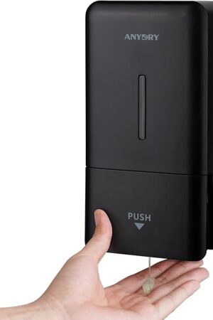 27oz (800 ml) Manual Wall Mounted Soap Dispenser, Ideal for Commercial Bathrooms Restaurants Hotels, Use with Liquid Hand Soap Shampoo, ABS Black