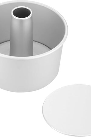 7" Non-Stick Chiffon Cake Pan, Deep 5.5 Inches, 2 Removable Bottoms Flat & Tube, Anodized Aluminum Alloy Rustless Angel Food Cake Tube Baking Mold, Oven Dishwasher Safe, Silver