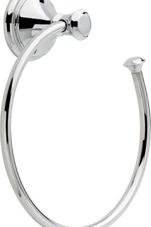 Delta Cassidy (1-Pack) Hand Towel Holder Polished Chrome Towel Racks for Bathroom Wall Square Towel Ring Holder for Bath Towel Hanger for Kitchen, Bathroom Accessories 79746