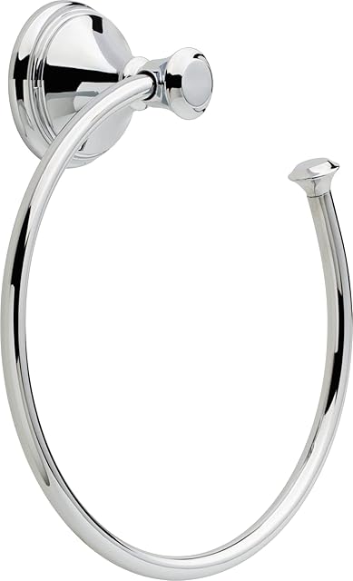 Delta Cassidy (1-Pack) Hand Towel Holder Polished Chrome Towel Racks for Bathroom Wall Square Towel Ring Holder for Bath Towel Hanger for Kitchen, Bathroom Accessories 79746