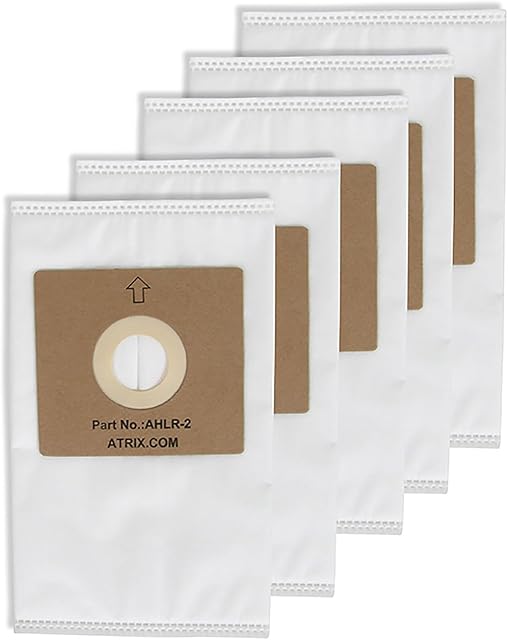 Atrix - AHLR-2 HEPA Filter Bags - Replacement Vac Filter Bag for AHSC-1 Lil' Red Vacuum Cleaner (5-Pack),white, 9.5" × 5.5" × 1"