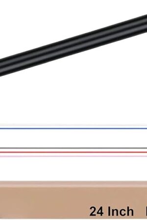 24 Inch Ceiling Fan Downrod, 1" Diameter Matte Black Ceiling Fan Extension Rod (No Threads) with 5 x 18-AWG Wires,Universal Down Rods for Ceiling Fans,Easy Installation