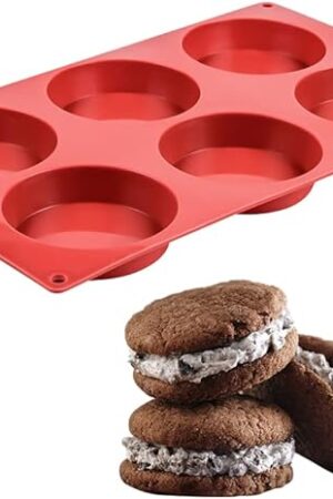 CAKETIME Silicone Egg Molds - Muffin Top Pan Whoopie Pie Pan 3" Round Silicone Baking Mold for Whoopie Pie, Corn Bread, Egg bites, English muffins, Tarts 1 Pack